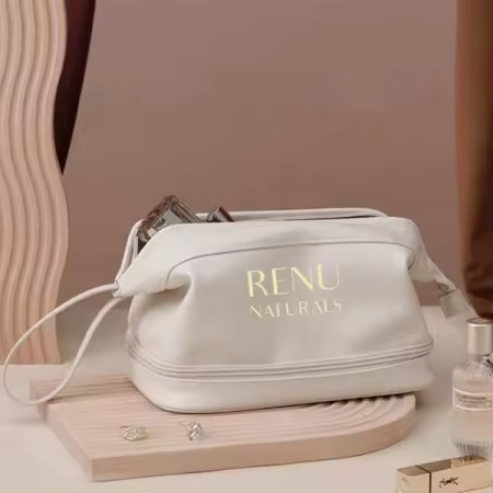 Renu Naturals Luxury Vegan Cosmetic Bag Beige